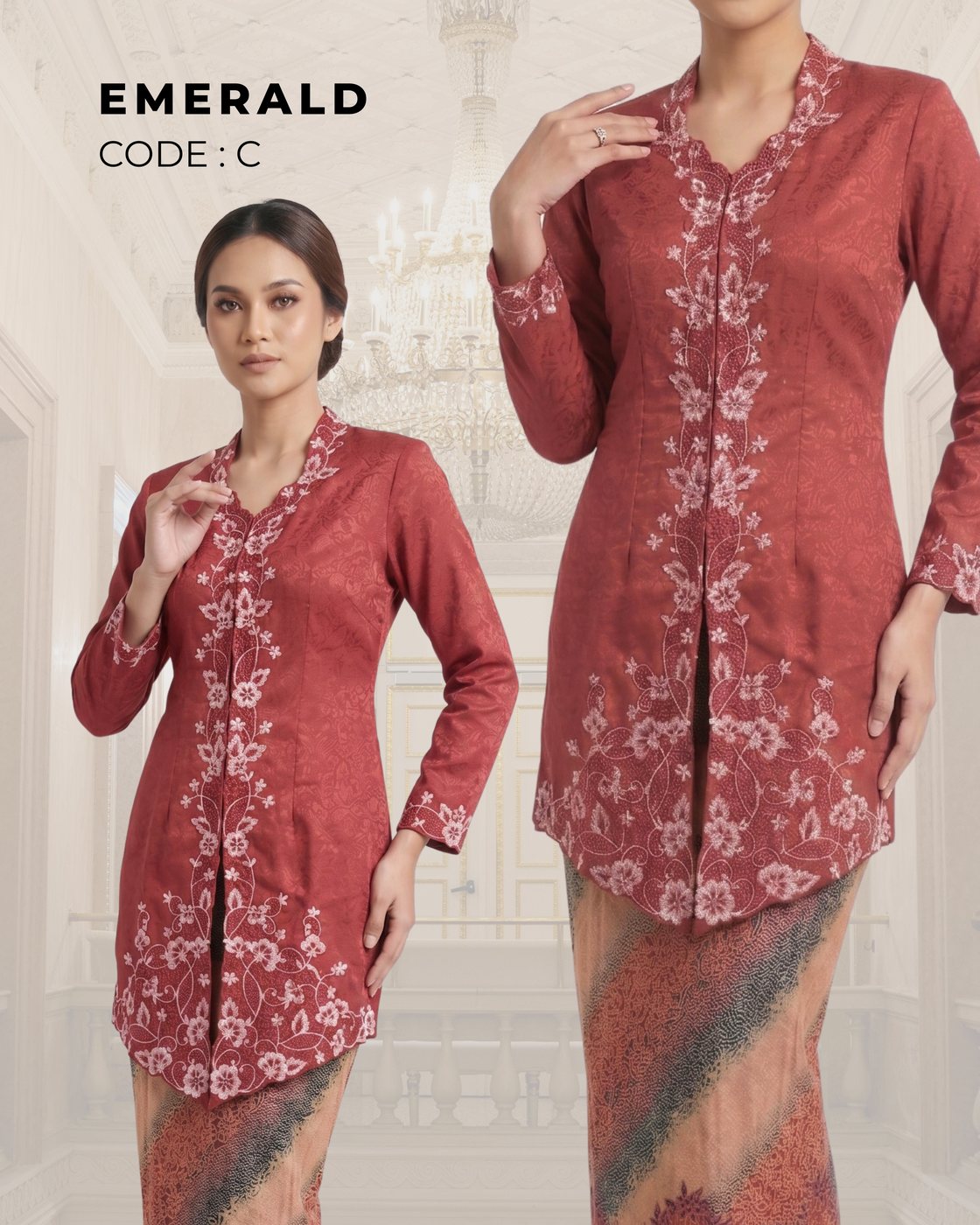 Kebaya Emerald – Merah Bata — Merah Bata