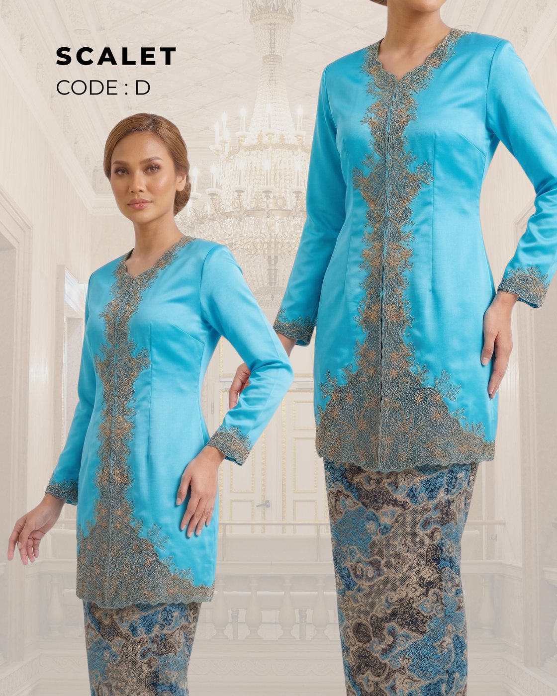 Kebaya Scalet – Biru Turquoise — Biru Turquoise